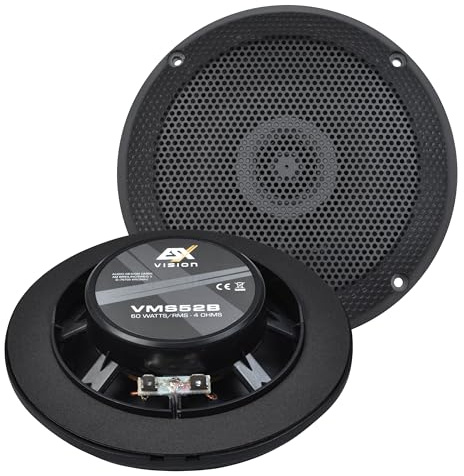 ESX VMS-52B - schwarzer 13 cm 2-Wege-Koax für Marine/Outdoor/Caravan | extrem flach, wasserdicht - Einbautiefe 2,5 cm | UV-Beständig und feuchtigkeitsresistent | 1 Paar