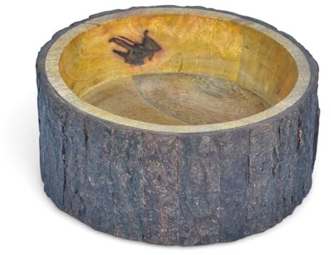 Vivanta Bol décoratif en bois de manguier fabriqué à la main avec écorce d'arbre naturelle – Bol rustique en bois de 17,8 x 7,6 cm pour collations, bijoux, pot-pourri, clés et décoration d'intérieur