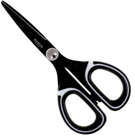 Bohin BO25816 Ciseaux Professionnels Manche Ergonomique Revêtement Titane pour Projets de Tricot Crochet, Acier Inoxydable, Noir, 16 cm