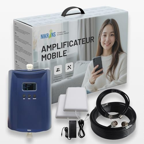 NIKRANS Amplificatore Segnale Cellulare 4G LTE 3G GSM - Ripetitore Segnale Cellulare 5 Bande 800/900/1800/2100/2600MHz - Copertura Fino a 300 m² - Compatibile con TIM, Vodafone, WindTre, Iliad, ecc.