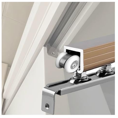 Binario per porta scorrevole Kit Binario Per Porta Scorrevole A Scomparsa, Resistente, Binari Per Porte Scorrevoli In Alluminio Per Montaggio A Parete/soffitto Per Porta Doppia/singola(Champagne,3ft/9