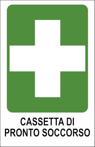M-ITALY CARTELLO SEGNALETICO - CASSETTA DI PRONTO SOCCORSO - Adesivo Extra Resistente, Pannello in Forex, Pannello In Alluminio (Plastica, 10x15 cm)