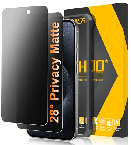 JEHOO 2 Pack for iPhone 15 Pro Matte Privacy Screen Protector, 28°Anti-Spy, Anti-Glare, Anti-Reflection, Anti-Fingerprint, Smooth as Silk 9H Tempered Glass Film for Gaming Enthusiasts