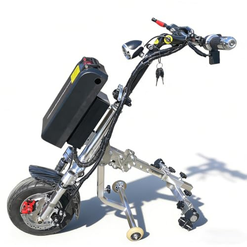 ZQHQKJ Elektrisch Rollstuhl Zuggerät 48V 500W 18Ah Elektrischer Rollstuhl-Antrieb zur Umrüstung von Manuell auf Elektrisch Rollstühle Reichweite 60 km Kompatibel mit den meisten Rollstühlen
