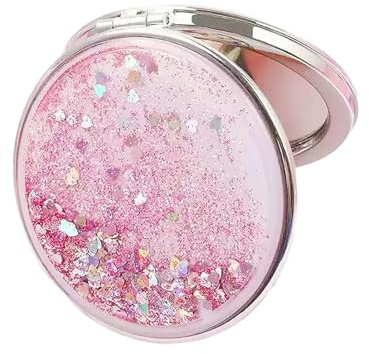 KASLCWA Miroir De Poche, Rose Maquillage Rond Pliable, Mini Miroir de Poche Pliable Double Face, pour Femmes et Filles