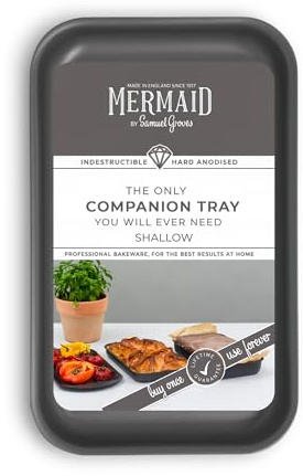 Mermaid Hard-Anodised 10″ Companion Baking & Roasting Dish Collection – Premium Aluminium Bakeware by Samuel Groves - Made in England - Professional-Grade, Lifetime Build Quality (Shallow)