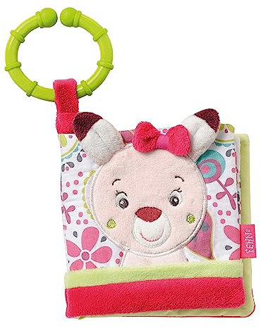 Fehn Fühlbuch Rehkitz - Buggybuch aus Stoff mit Tier Motiven - Babyspielzeug Buch mit Quietsche, Raschelpapier und Spiegel - Babybuch 8 Seiten - Stoffbuch für Babys und Kleinkinder ab 0+ Monaten
