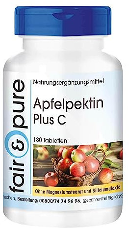 Fair & Pure® - Pectina de Manzana con Vitamina C y Calcio - Vegana - Alta pureza - 180 Comprimidos