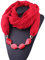 MoreChioce Damen Schlauchschal,Ethno Stil Halskette Anhänger Schal Musselintuch Ring Halsschmuck Loop Schal Set Halstuch Winterschal,Rot