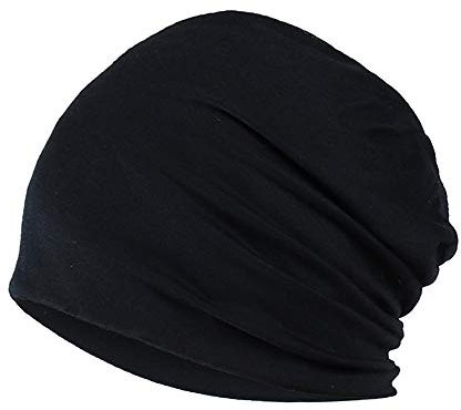 YOFASEN Slouchy Beanie Mütze - Chemo Cancer Kopfbedeckung aus Baumwolle Schlafmütze Turban Kopfbedeckung Strecken Muslimisches Kopftuch für Frauen Männer, Schwarz, One size