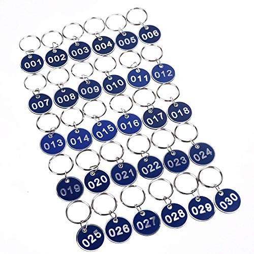 Schlüsselanhänger aus Aluminium und Kunststoff, nummeriert, 30 mm 1-50 blau