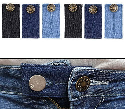 Rallonge de Ceinture pour Jeans et Pantalons, Jeu de 6, Extenseur de Taille jusqu'à 5 cm, Rallonge de Ceinture pour Pantalon, Bouton d'extension, Bouton de Rallonge Réglable pour Pantalon et Jeans