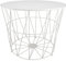 PrimoLiving Design Beistelltisch Weiß mit Deckel - Metall Drahtkorb mit Holzdeckel Diagonal P-857 XL 50x40 cm - Korb Couchtisch mit Stauraum Deko Tisch