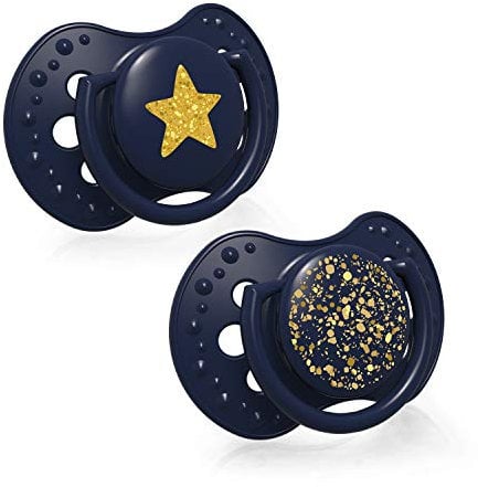 LOVI Mini chupetes para bebé, 0-3 Meses, con Tetina de Silicona, sin BPA, Punta Dinámica, Colección Stardust, 2 piezas, Azul