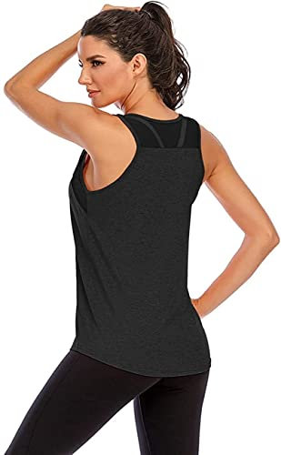 Nekosi Laufshirt Für Damen Atmungsaktives Netz Rücken Sportshirt Mädchen Yoga Training Jogging Sport Tops Schwarz M