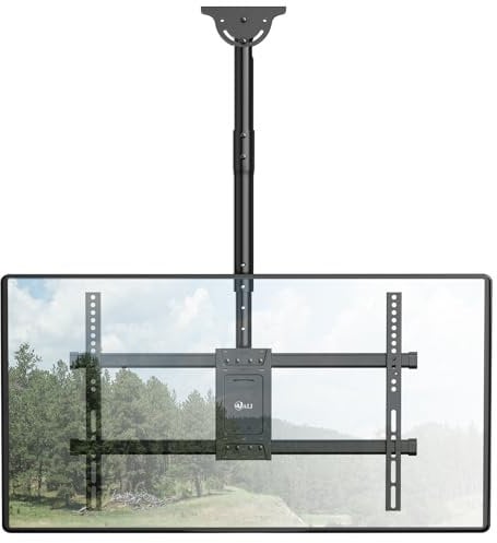 WALI TV Deckenhalterung, TV Halterung Decke Neigungs und Schwenkbewegung, passend für Ultrawide LED, LCD, OLED 4K-Fernseher 37-70 Zoll, bis zu 50 kg, VESA 600 x 400 mm (CM3770), Schwarz