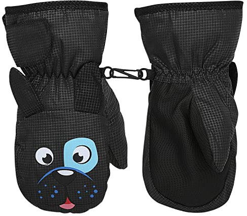 MoKo Kinder Skihandschuhe, Winddicht Wasserdicht Winterhandschue Warm Fäustlinge Sport Handschuhe für Skifahren Radfahren Snowboarden Outdoor-Aktivitäten für Jungen Mädchen von 1-3 Jahren - Schwarz