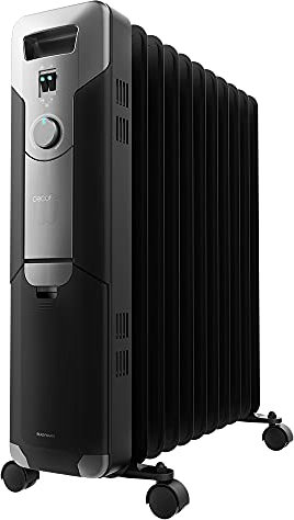 Cecotec Radiador Eléctrico de Aceite ReadyWarm 11000 Space Black. 11 Módulos, Bajo Consumo, 2500 W, 3 Niveles, Recogecables, Sistema de Seguridad, Ruedas, 25 m2