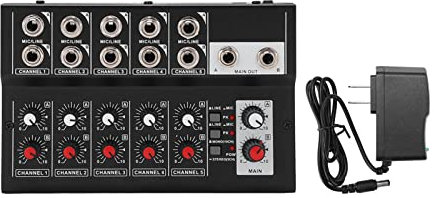 Mixer Audio 10 Canali Mixing Console Mixing Board con 2 Manopole del Volume Principale per Karaoke e Registrazione in Studio