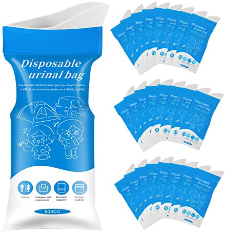 Moodooy Confezione da 24 sacchetti usa e getta per orinatoio, 800 ml, design unisex, sacchetti per urina, viaggi su strada, viaggi, campeggio, ingorghi stradali, emergenze, vomito, per uomini, donne