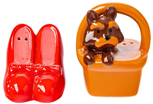 Silver Buffalo Wizard of Oz Ruby Slipper Toto - Salero y pimentero de cerámica (2 unidades)