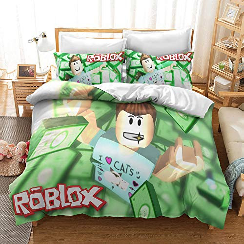 CHAOSE Game Roblox Bettwäsche-Set, Bettbezug Aus 100% Baumwolle, Weich Und Bequem, Für Jungen Und Mädchen (Muster 03,135 x 200 cm)