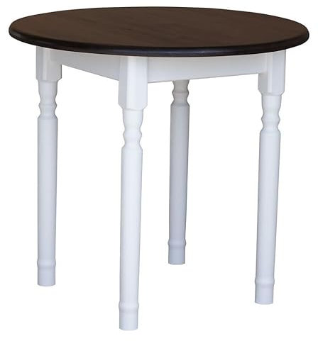 k koma Runder Kiefer Tisch Esstisch Holz Küchentisch massiv weiß Honig Landhausstil Nuss (50 cm)