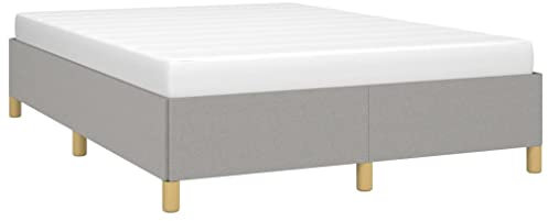 vidaXL Polsterbett Doppelbett Bett Bettgestell Bettrahmen Lattenrost Ehebett Stoffbett Schlafzimmerbett Schlafzimmermöbel Hellgrau 140x200cm Stoff