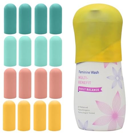 16 Pack Silicone Bottle Covers - Elastic Sleeves for Leak Proofing, Travel Accessories, Essentials for Women & Men, Colorful