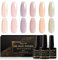 Shining She Jelly Gel Nail Polish, 6 Color Nude Pink Sheer Transparent Nail Polish Soak-Off UV/LED Gel Polish Gift for Nail Art Salon DIY Home, 8ML