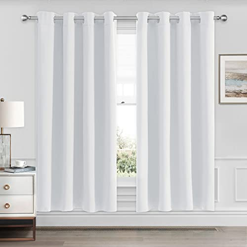CUCRAF Vorhang Blickdicht Thermovorhang Kälteschutz 2er Set H137 x B132 cm Verdunklungsvorhänge Grauweiß Gardinen mit Ösen, Weich und Langlebig Schallschutz Vorhang für Schlafzimmer Wohnzimmer