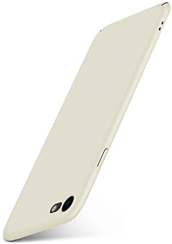 moex Alpha Case für Apple iPhone 7 / iPhone 8 Hülle Ultra Dünn, Schutzhülle mit erhöhtem Kameraschutz, Slim Cover Hardcase Backcover, Dünnste Handyhülle Minimalistisch, Creme