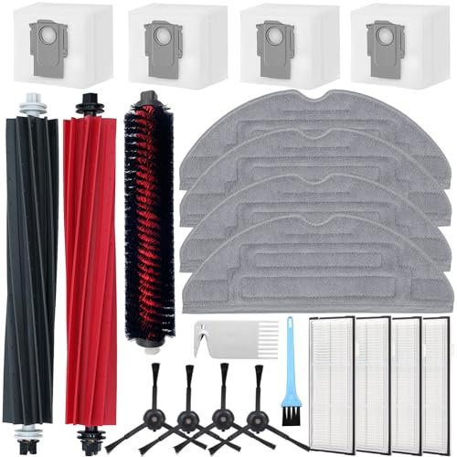 AiLomey Kit d'accessoires pour Roborock S8 Pro Ultra Aspirateur, 2 Brosses Principales, 1 Brosse de Nettoyage, 4 Brosses Latérales, 4 Filtres, 4 Serpillière, 4 Sacs