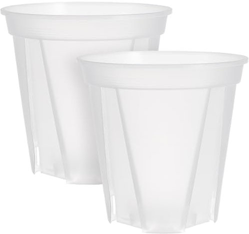 GANAZONO 2pcs Pots à orchidée de 24cm avec trous Pot De Fleur Transparent Planteur Pots De Pépinière Transparents Pots en Plastique pour Plantes Pots Jardin Clair Pon Cactus Rond PP Blanche