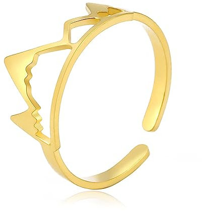 UNIFT Berg Ring für Frauen Edelstahl Berg Outdoor Wandern Offener Ring Schmuck für Naturliebhaber, Edelstahl
