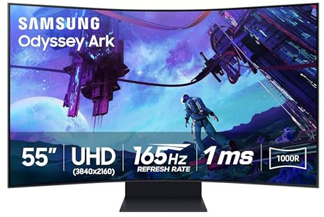 Samsung 55 Odyssey Ark 2nd Gen 4K UHD 1000R Curved Gaming Monitor, 165Hz, 1ms, 4 Input Multi View, Quantum Mini-LED, AMD FreeSync Premium Pro, HDR 10+, Height Adjustable Screen, LS55CG970NNXGO