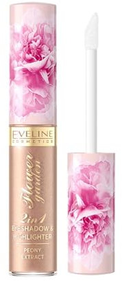 Eveline Cosmetics Flower Garden Flüssiger Lidschatten - 2-in-1 Wasserdichtes Augen-Make-up mit Squalan & Pfingstrosenextrakt für langanhaltenden, pflegenden Glanz