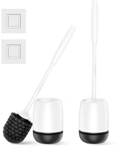 ROLIZOE Toilet Brush, 2 Pack Toilet Brush and Holder Set Drip-Proof for Toilet Deep Cleaning Compact Size Saves Space Toilet Bowl Brushes