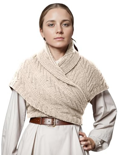 CAMDOM Damen Dreieckstuch Winter Herbst Strick Wrap Schal Mode Warm Damen Pullover Halstuch Cape, beige, One size