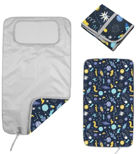 Hamur Home Fasciatoio Portatile Pieghevole Impermeabile 40 X 70 Cm Fasciatoio Riutilizzabile Lavabile In Lavatrice - Neonato Esterno Casa Viaggio Regalo Battesimo Bimbo (Space)