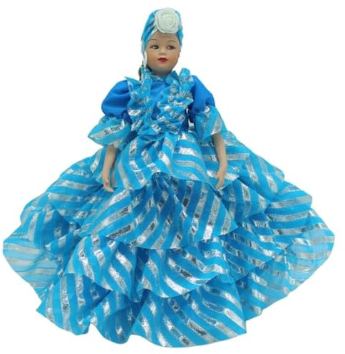 Folk Artesanía Muñeca Porcelana Diosa Yemayá Original 30 cm. colección Vestido religioso santera. Fabricada en España.