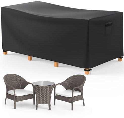 BROSYDA Abdeckung für Gartenmöbel (180x120x74cm), Wasserdicht, 600D Oxford Gewebe, Rechteckig Abdeckplane Gartenmöbel, Schwarz, Regenschutz Staubfest, für Sofa Staubdicht, Tisch, Gartentische, Stühle