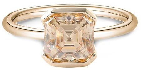 Wycian Hochzeitsringe Mit Gravur, Goldring Damen 18 Karat Echtgold Größe 45 (14.3) 3 Moissanit 3Ct Rechteckschliff Sekt Npassbar Für Abschlussball