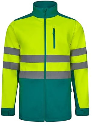 VELILLA Unisex Zweifarbige Softshelljacke, Grün und Neongelb, XXL