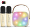 Mini Karaoke Machine for Kids Adults,Portable Bluetooth Speaker with 2 Wireless Microphones,MP3 Music Player for Girls Boys 3-11,12+ Years Old,Gifts for Family Home Birthday Party (Beige)