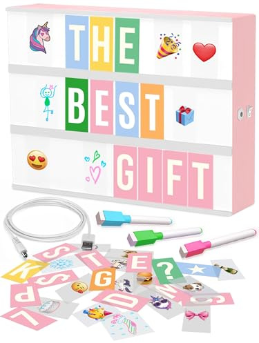 Leuchtkasten mit Buchstaben & Farbwechsel – Light Box Kinder mit 386 Zeichen, Emojis & 2 Marker – Lichtbox Deko für Mädchen & Teenager – Zur Wandmontage geeignet by tricase (Klassiker Schwarz)
