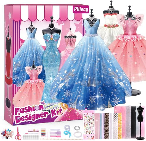 Pllieay Modedesign Mädchen Designer Set, Nähsets Kinder Bastelset Kinder Kreativität-DIY-Kunst- und Bastelset, Lernspielzeug Geschenke Mädchen 6 7 8 9 10 11 12+ Jahre
