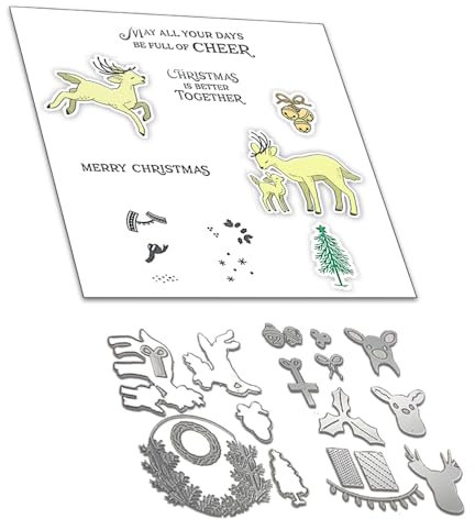 2024 Neue Metall Schneiden Sterben Und Stempel Set,Weihnachten Silikon Klar Stempel Für DIY Geburtstage Scrapbooking Kunst Handwerk Supplies Stamping (Z9320-stempel und Stanzformen Set)