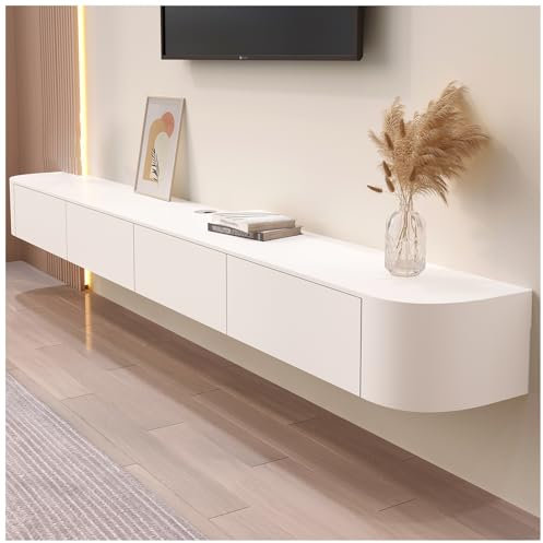 OMGMTSTORE Meuble TV Blanc,160cm Meuble Télé de Salon,avec 2 Tiroirs,1 Placards avec Portes,pour TV 60 Pouces,Armoire de Télévision sur Pied ou Suspendu,Banc TV Moderne,Convient pour Salon ou Chambre