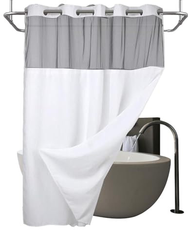 Rideaux de douche imperméables | Doublure de rideau de douche en tissu | Doublure de rideau de douche imperméable | Rideaux de bain avec boutons-pression pour salle de bain et hôtel